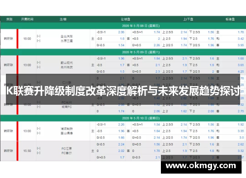 K联赛升降级制度改革深度解析与未来发展趋势探讨